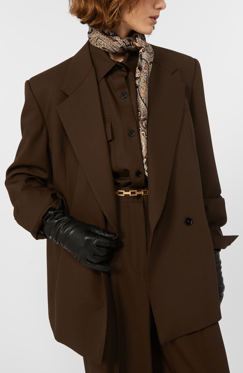 Weekend Max Mara Ginseng Double Breasted Virgin Wool Blazer, Alternate, color, Dark Brown