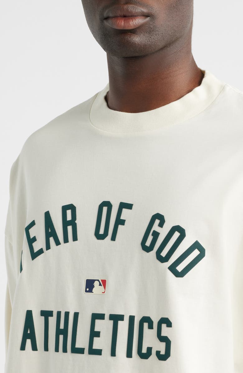 Fear of God Essentials MLB Athletics '90s Fit Cotton Graphic T-Shirt, Alternate, color, Cream White