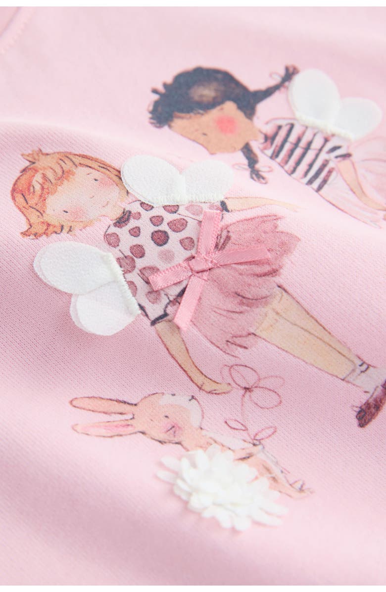NEXT Ballerina Appliqué T-Shirt & Floral Shorts Set, Alternate, color, Pink