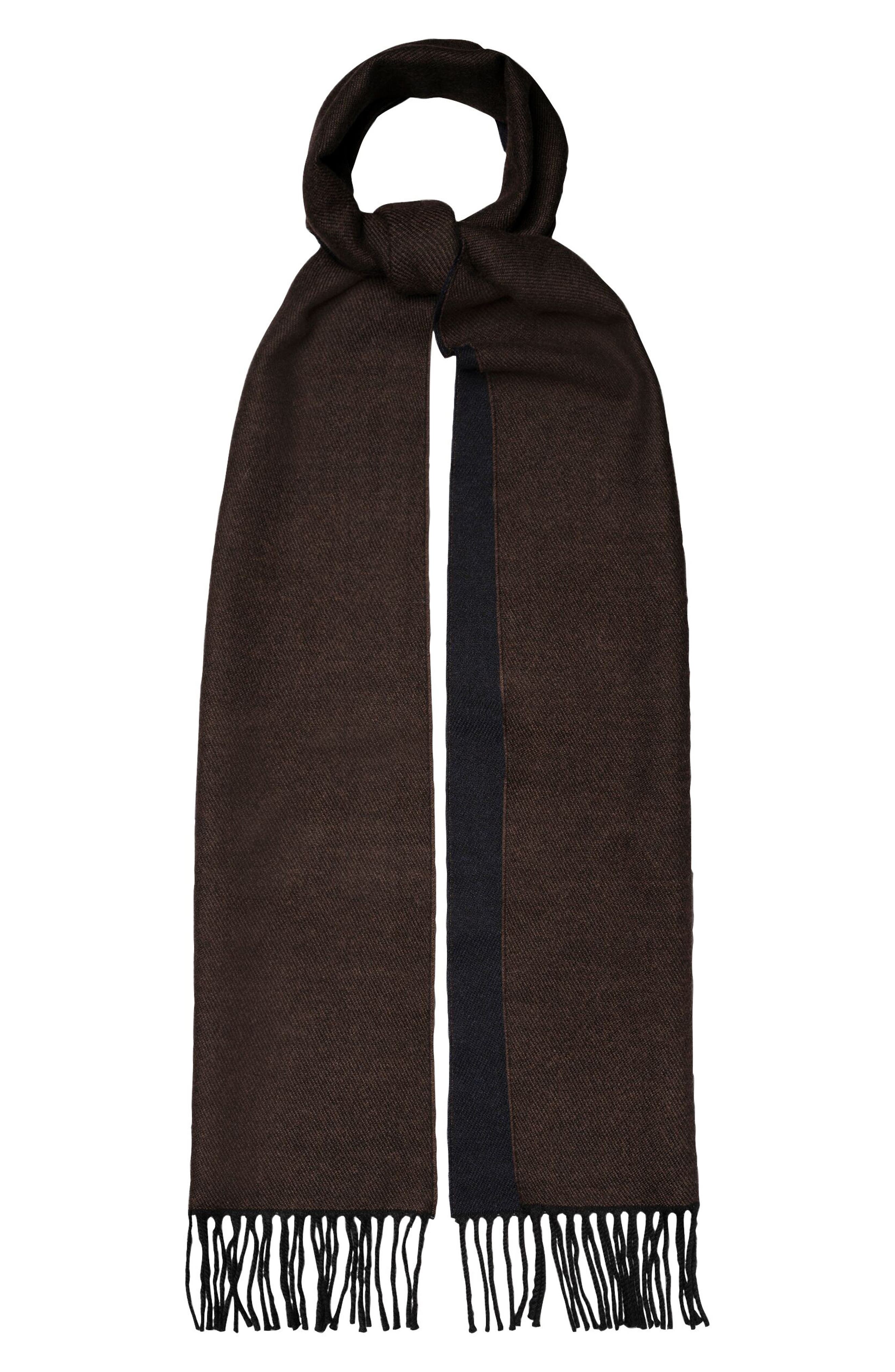 Eton Reversible Merino Wool Scarf In Brown