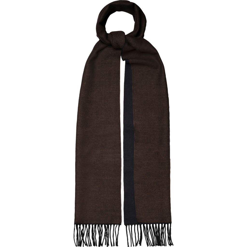 Eton Reversible Merino Wool Scarf In Brown
