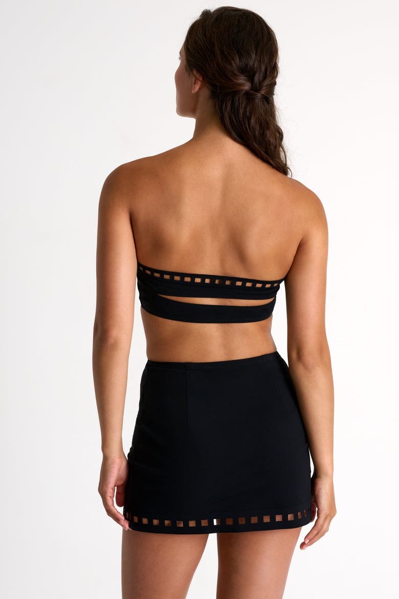 Swim Mini Skirt With Mosaic Cutouts, Alternate, color, Black