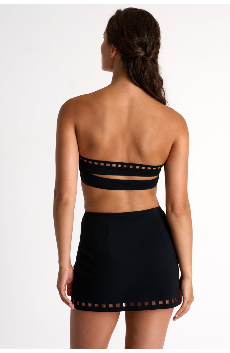 SHAN Swim Mini Skirt With Mosaic Cutouts, Alternate, color, Black