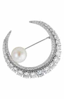 Moon Cubic Zirconia & Shell Pearl Brooch