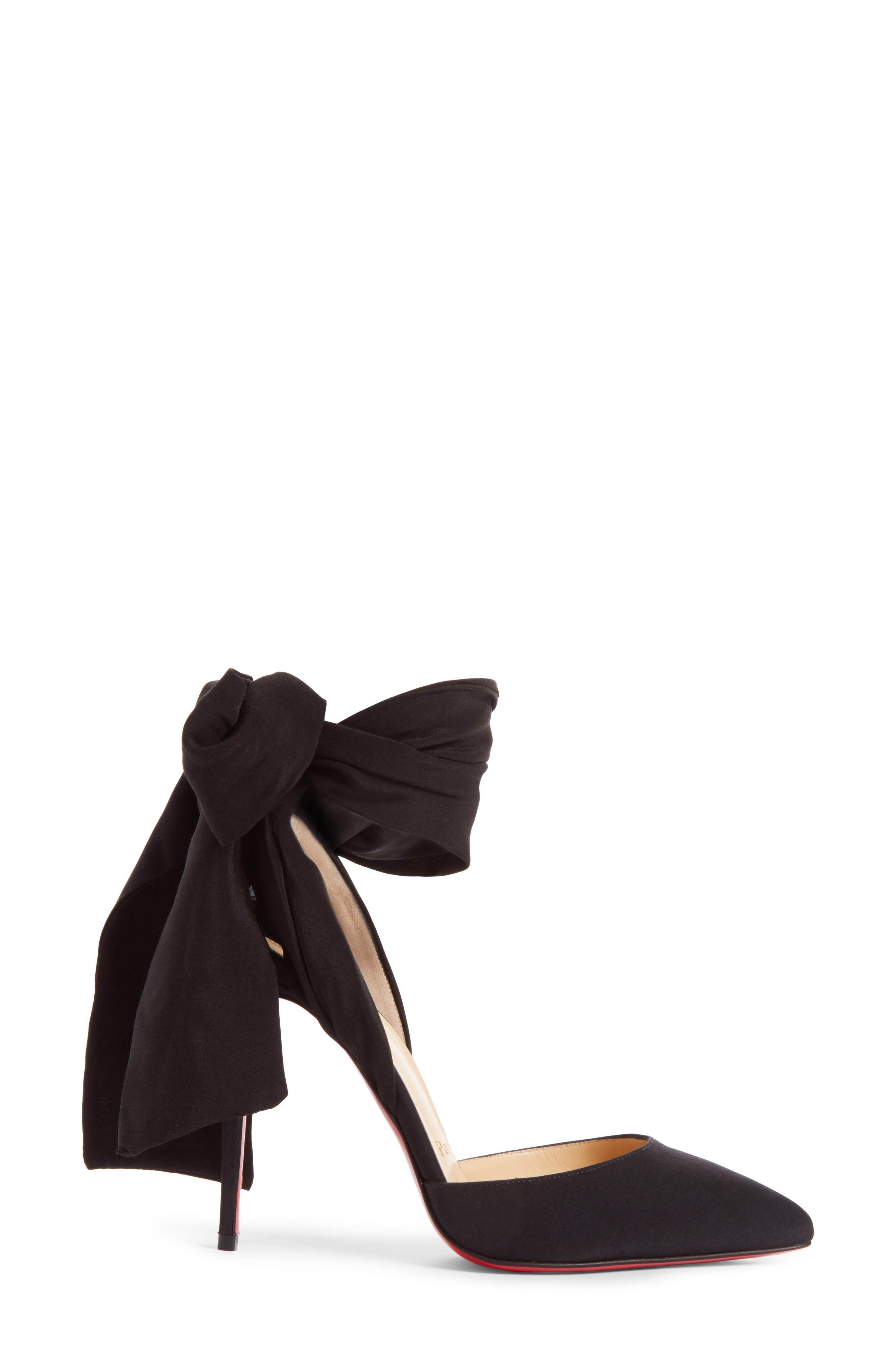 Douce Du Desert Ankle Tie Pump, Alternate, color, BLACK SATIN