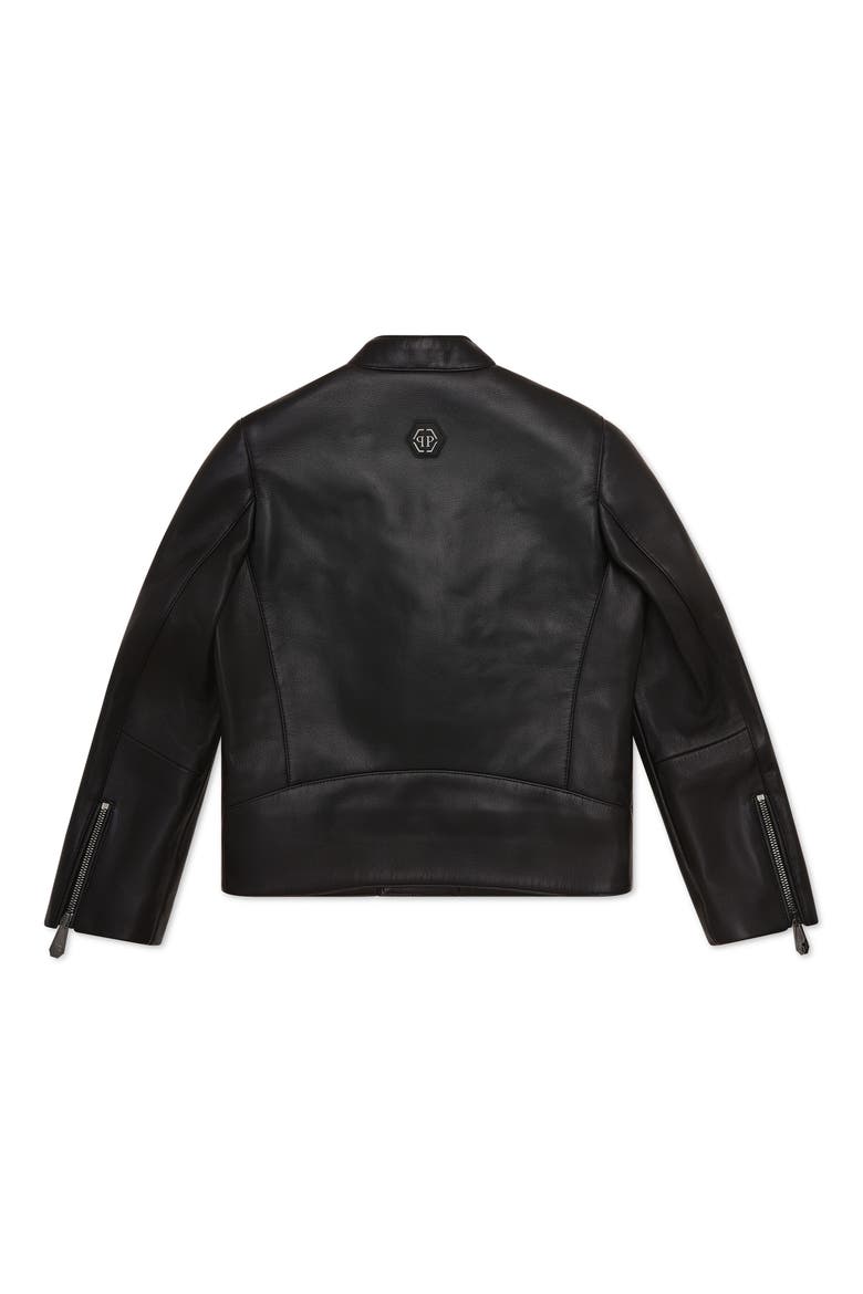 Nappa Leather Biker Jacket Boy, Alternate, color, black