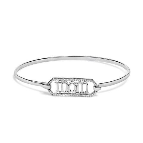 Silver 1/5 Cttw Diamond Mom Bangle Bracelet