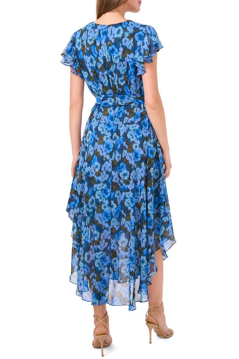 Floral Handkerchief Hem Dress, Alternate, color, ROYAL AZURE