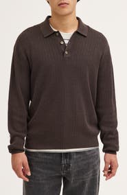 Madewell Nile Stitch Button-Up Sweater Polo