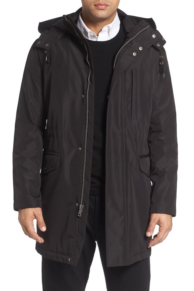 Insulated Water Resistant Car Coat, Main, color, BLACK