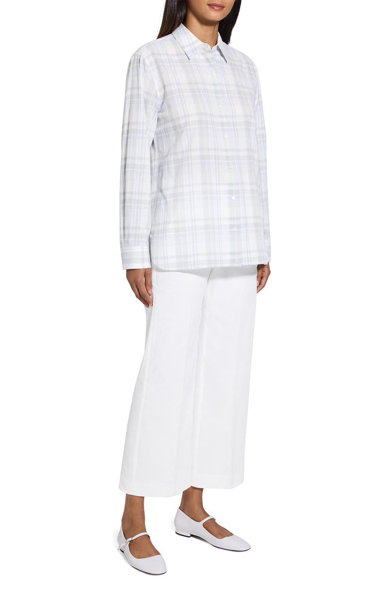 Theory Plaid Cotton & Linen Button-Up Shirt, Alternate, color, Olympic Multi