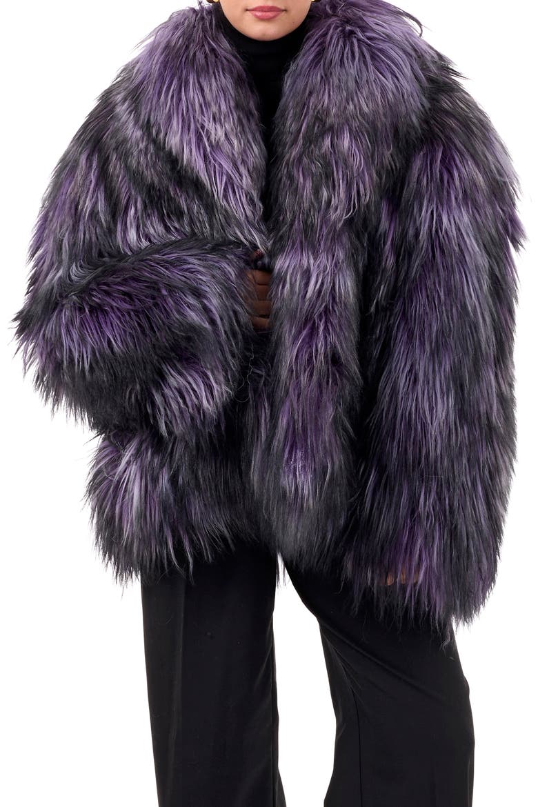 Collared Goat Jacket, Main, color, PURPLE