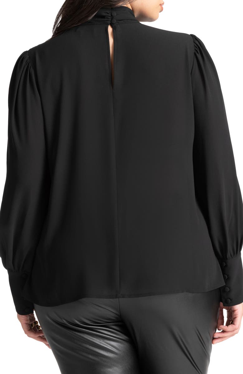 ELOQUII Ruched Mock Neck Pullover Shirt, Alternate, color,