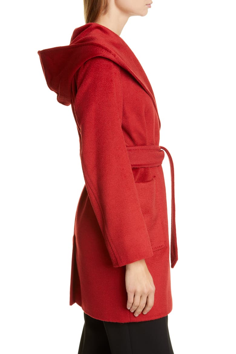 Rialto Hooded Camel Hair Coat, Alternate, color, RED