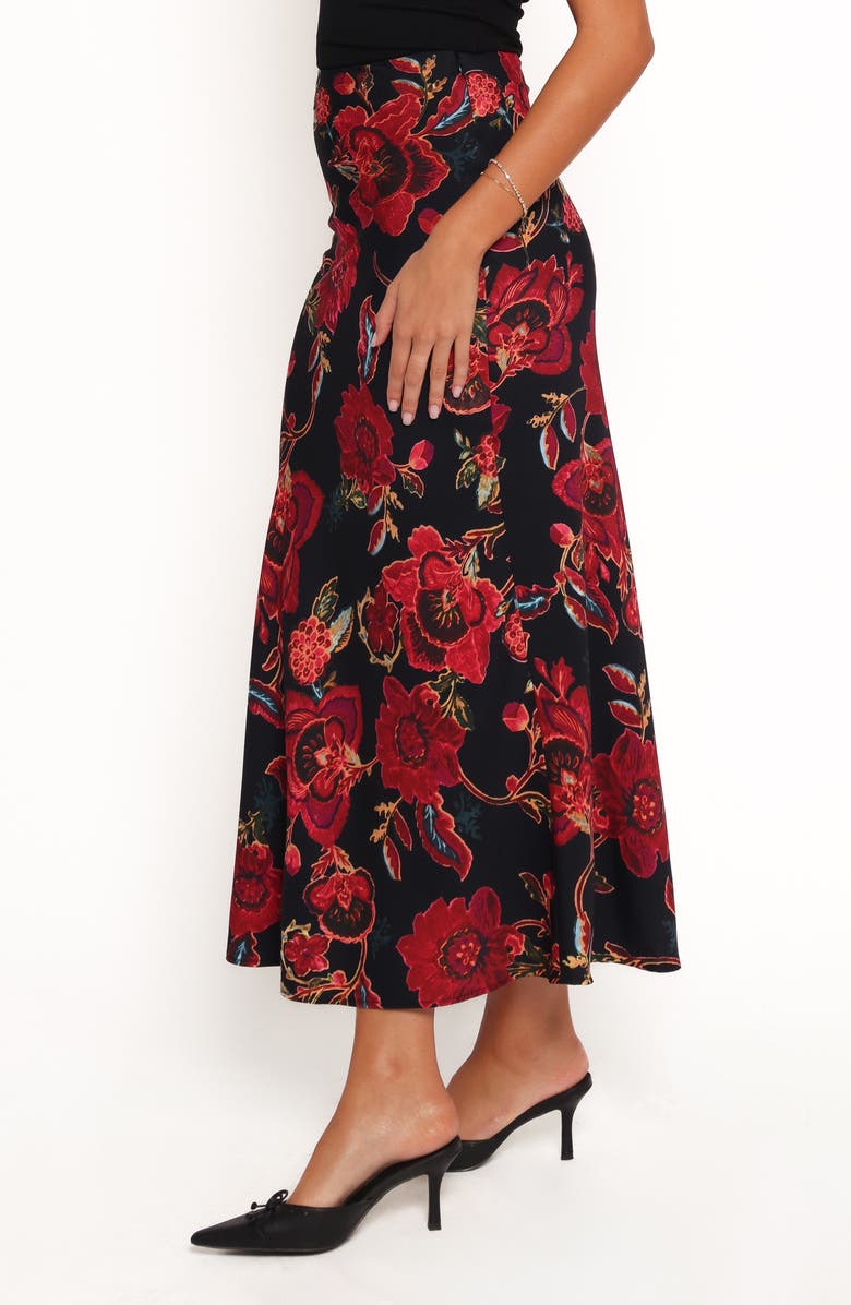 Petal & Pup Evie Maxi Skirt, Alternate, color, Black Floral
