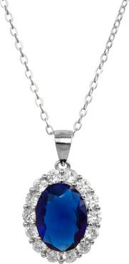 SAVVY CIE JEWELS Diana Cubic Zirconia Halo Pendant Necklace