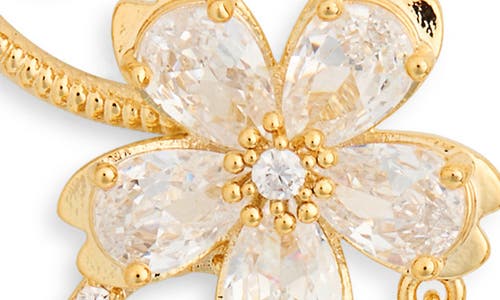 Eye Candy Los Angeles Faith Cubic Zirocnia Flower Hoop Drop Earrings In Gold