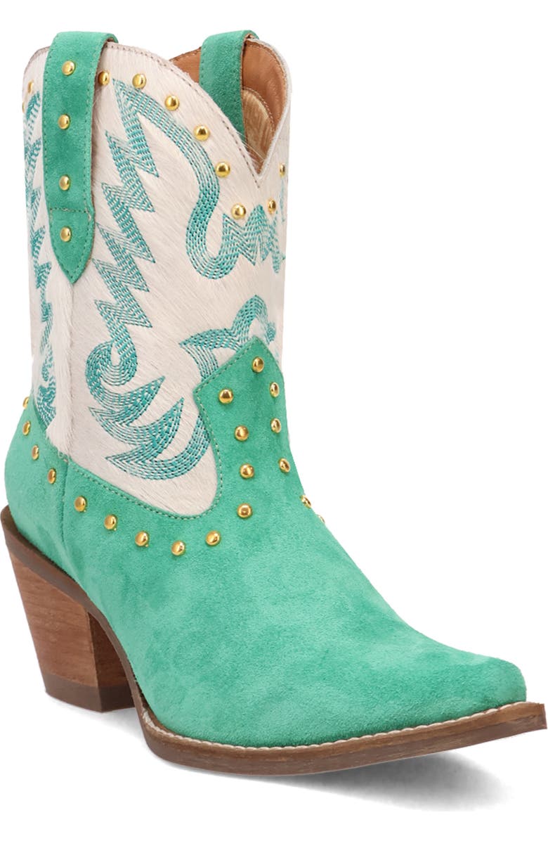 Dingo Rodeo Queen Genuine Calf Hair Western Boot, Main, color, Green