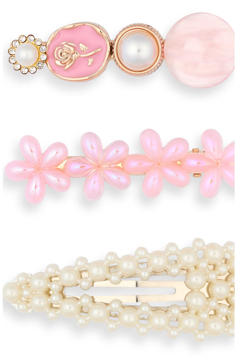 Kids' Assorted 6-Pack Faux Pearl Hair Clips Set, Alternate, color, PINK COMBO