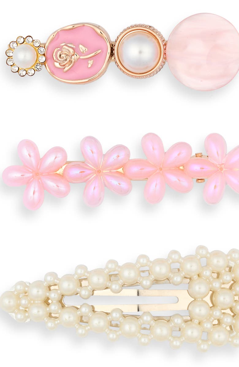 Capelli New York Kids' Assorted 6-Pack Faux Pearl Hair Clips Set, Alternate, color, Pink Combo