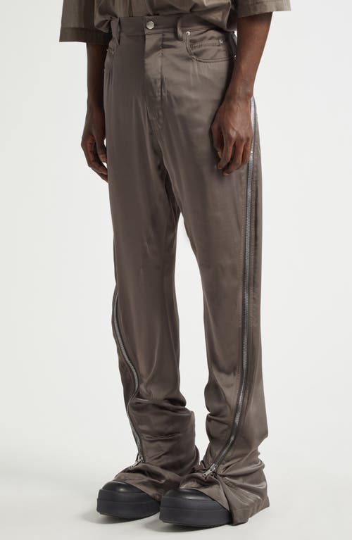 Rick Owens Bolan Banana Zip Satin Pants In Dust