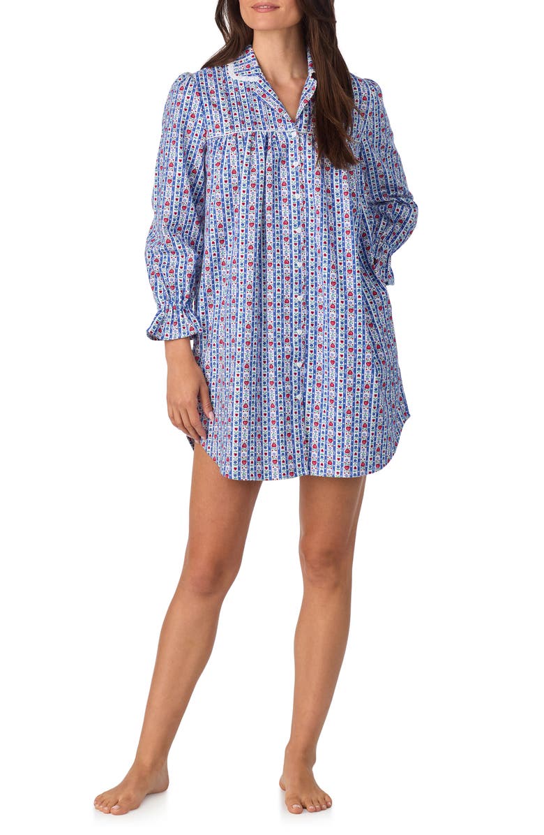 Lanz of Salzburg Flannel Nightgown, Alternate, color, Bluemulti