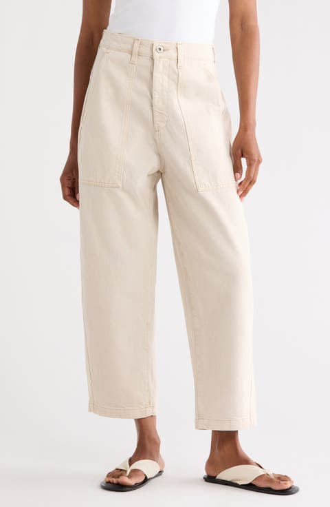 Camille High Waist Crop Straight Leg Jeans (Opal Stone)