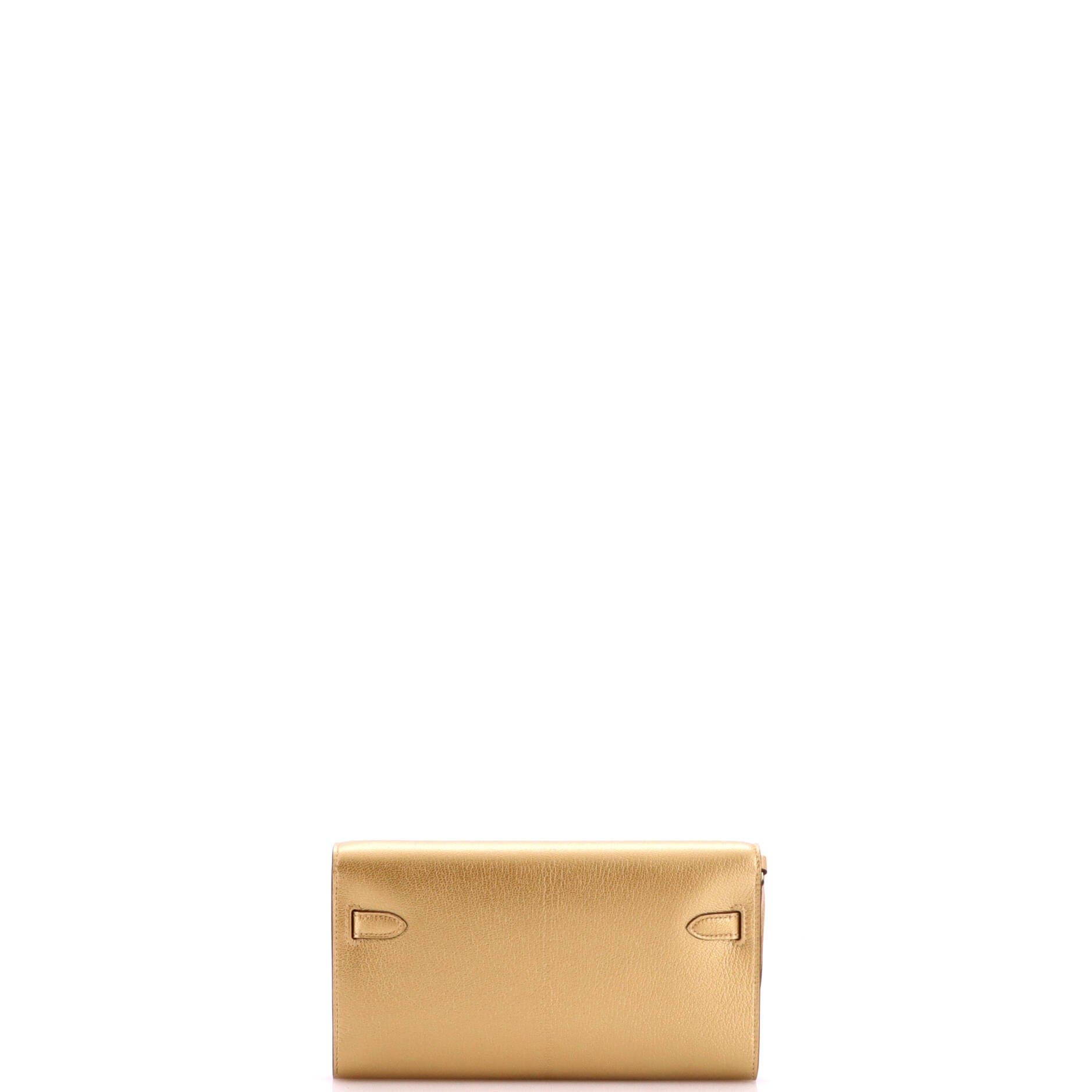 Kelly To Go Wallet Metallic Chevre Chamkilight, Alternate, color, Metallic Gold