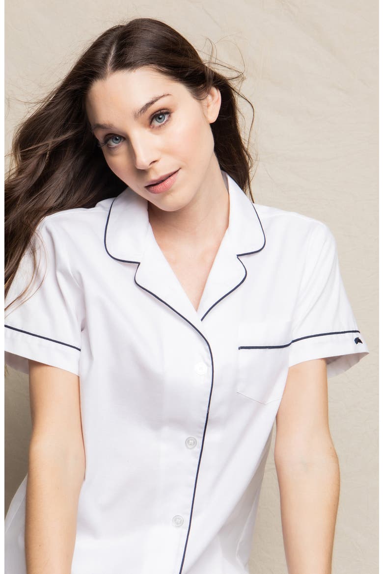 Classic Pima Cotton Short Sleeve Short Pajamas, Alternate, color, WHITE