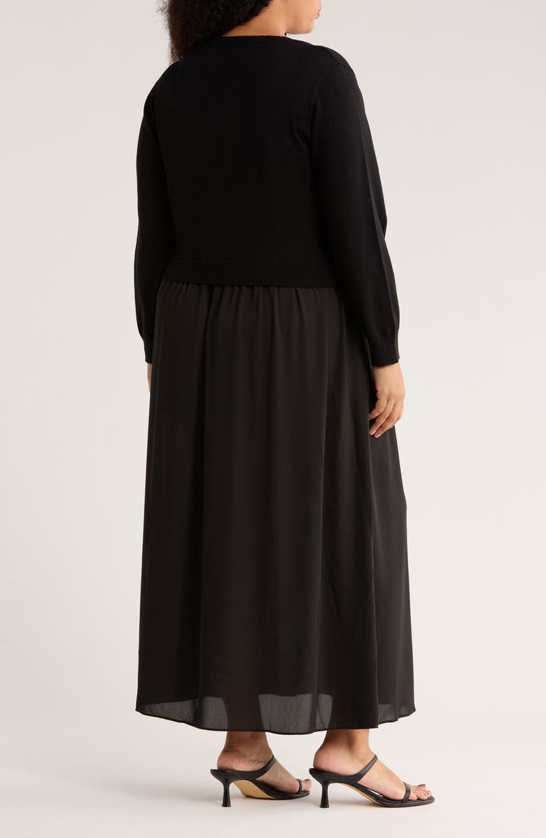 MAX STUDIO Long Sleeve Twofer Sweater Dress, Alternate, color, Black