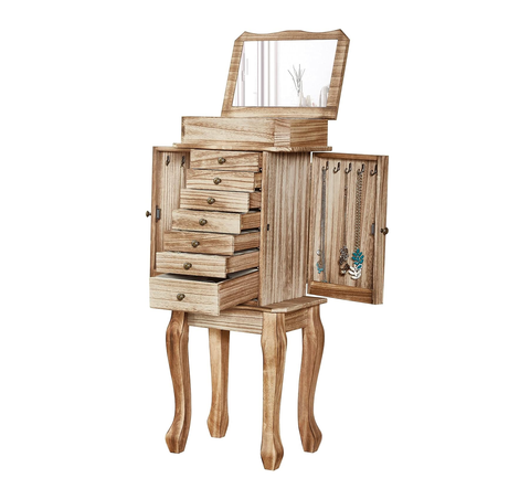 Freestanding Solid‑Wood Jewelry Armoire