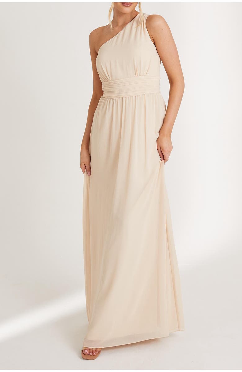 Six Stories One Shoulder Chiffon Bridesmaid Dress, Alternate, color, Cream