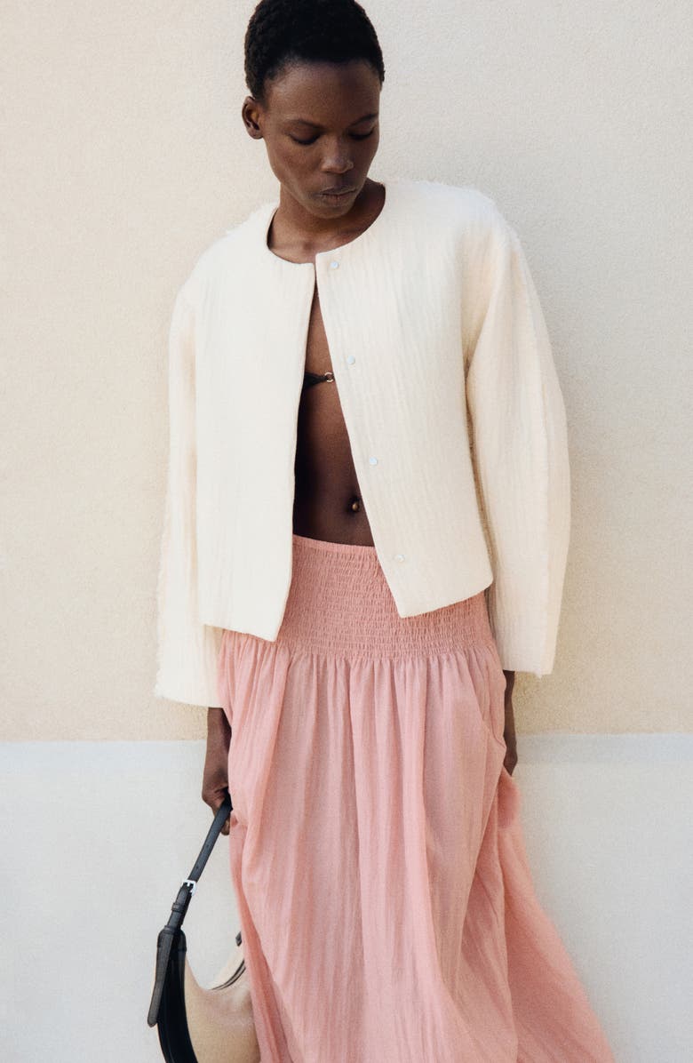 MANGO Oversize Fringe Cotton Jacket, Alternate, color, Sand