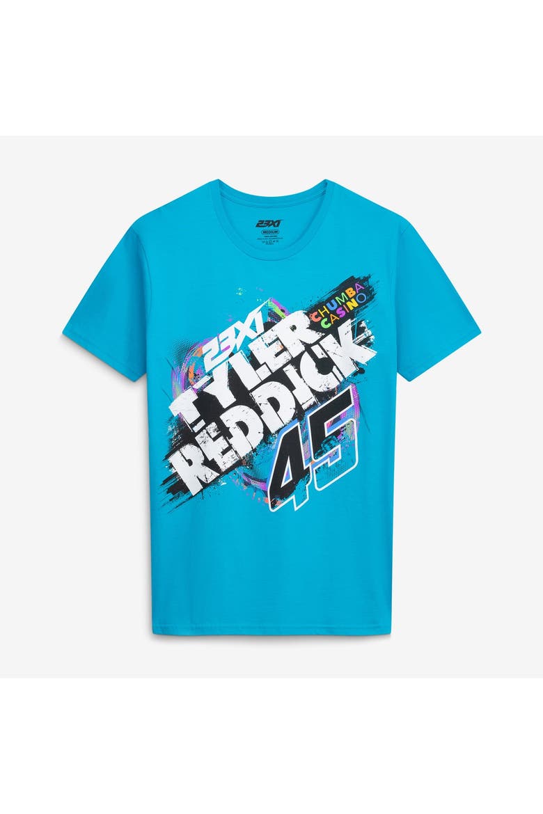 Men's 23XI Racing  Teal Tyler Reddick #45 Chumba Tropical Car T-Shirt, Alternate, color, Teal