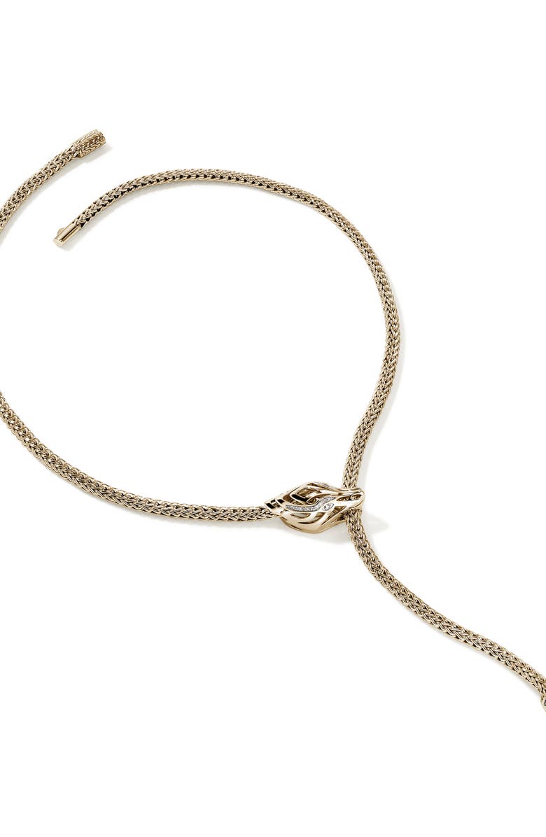John Hardy Naga Y-Necklace, 14K Gold, Diamond, Alternate, color, Gold