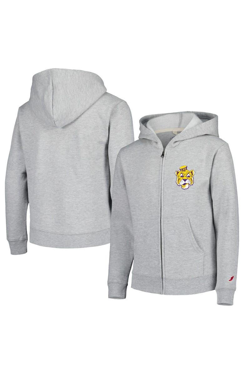 LEAGUE COLLEGIATE WEAR Youth League Collegiate Wear Heather Gray LSU Tigers Full-Zip Hoodie, Main, color, Heather Gray