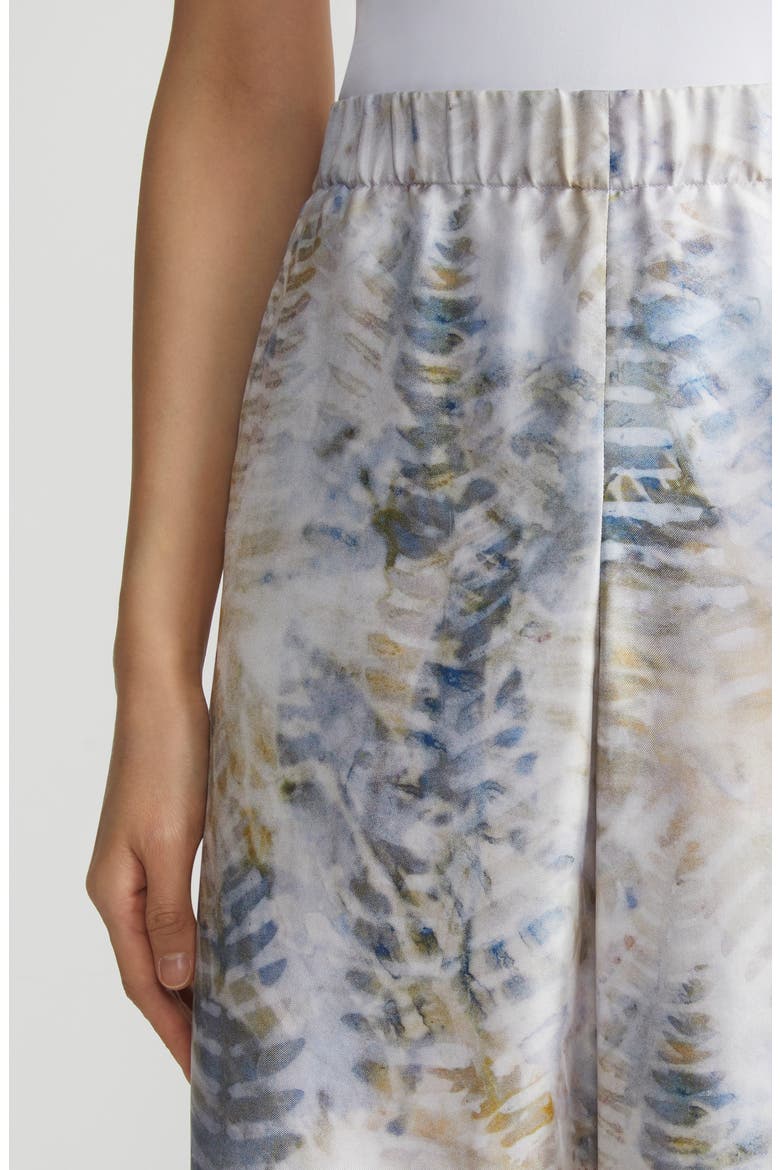 Riverside Fern Print Silk Twill Wide Leg Pants, Alternate, color, BLUESTONE MULTI