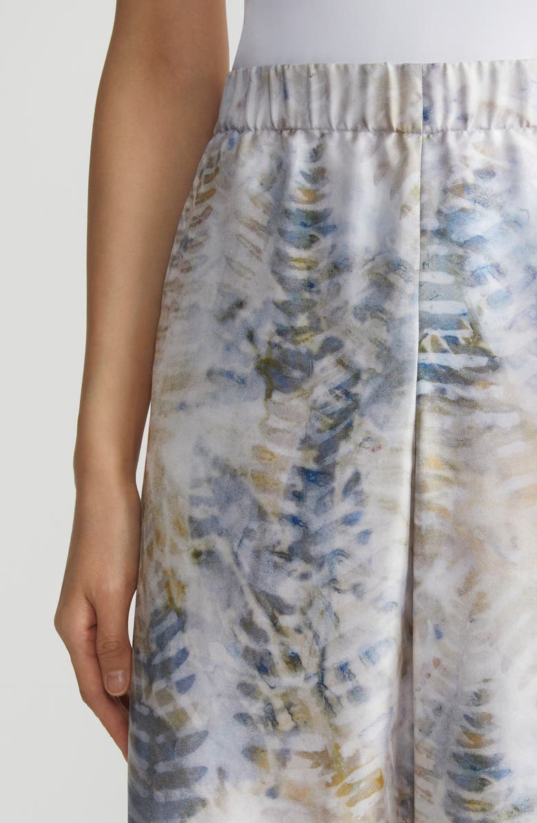 Lafayette 148 New York Riverside Fern Print Silk Twill Wide Leg Pants, Alternate, color, 