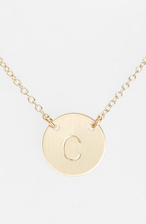 14k-Gold Fill Anchored Initial Disc Necklace