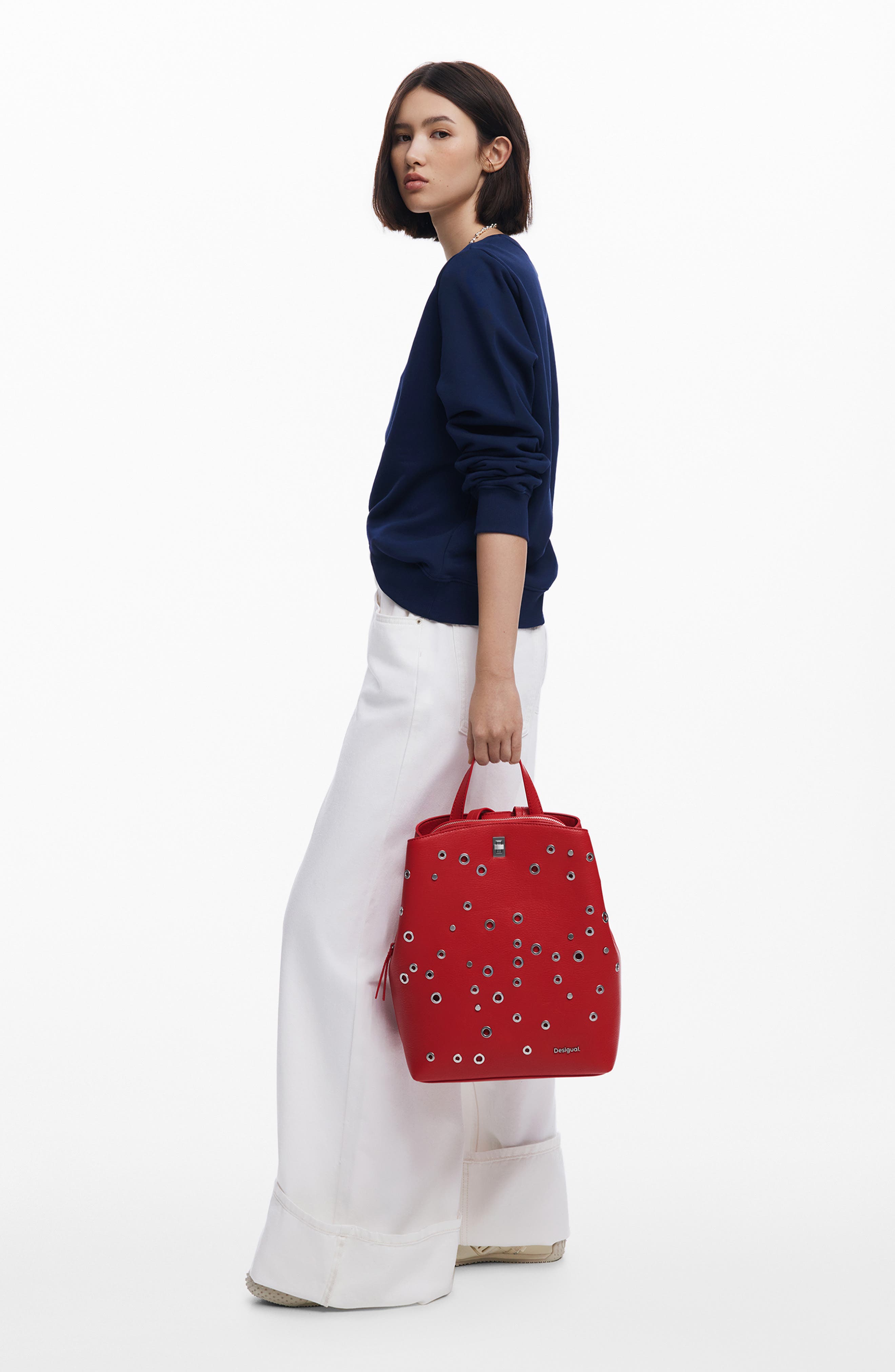 Desigual Medium Stud Faux Leather Backpack, Alternate, color, 