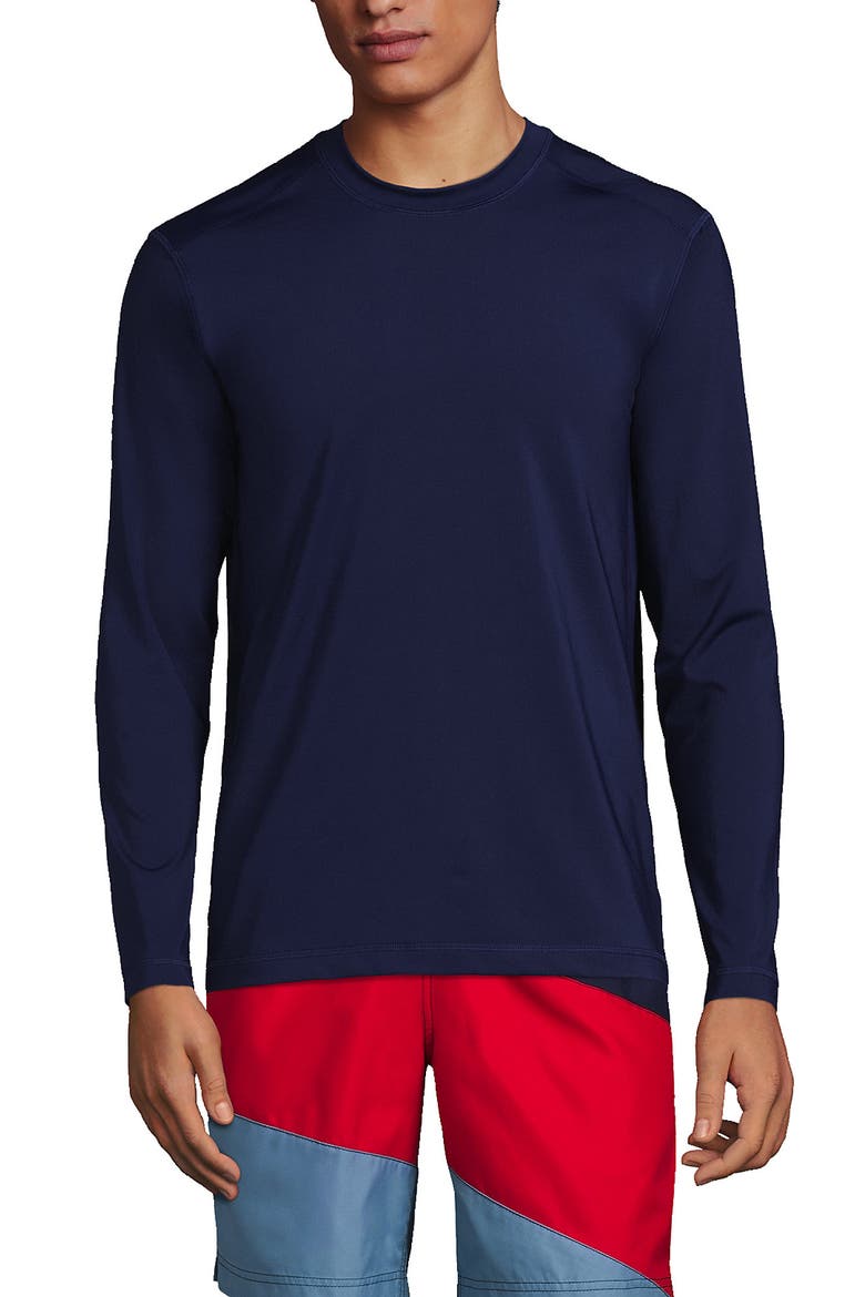 Long Sleeve Swim Tee Rash Guard, Main, color, Deep Sea Navy