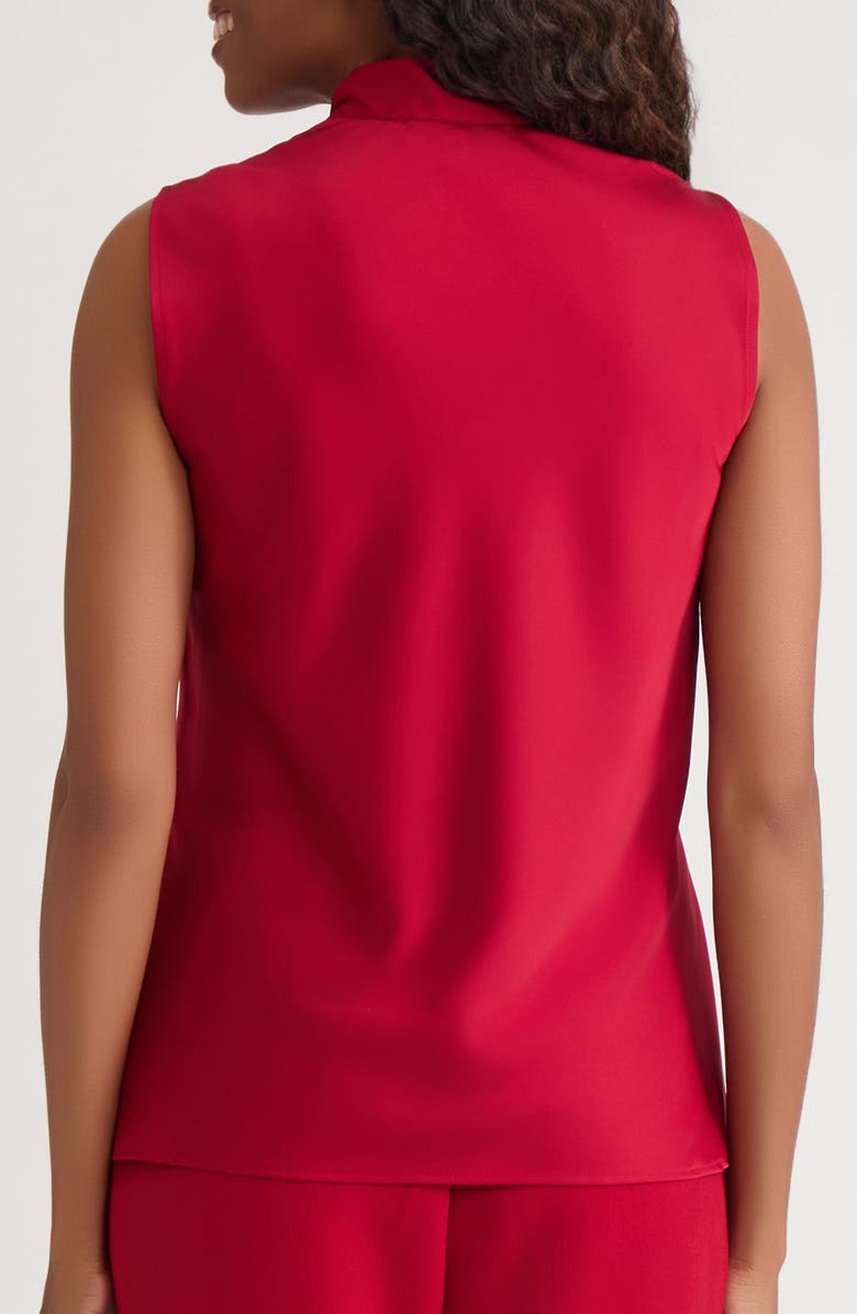 KASPER Bow Detail Sleeveless Satin Top, Alternate, color, Fire Red