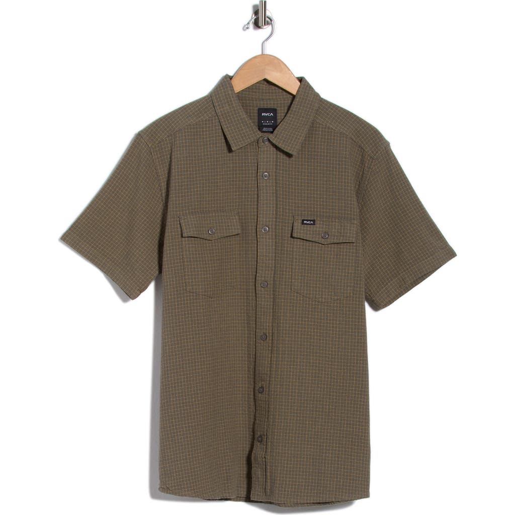 Rvca Costa Plaid Button-up Shirt In Sage Leaf