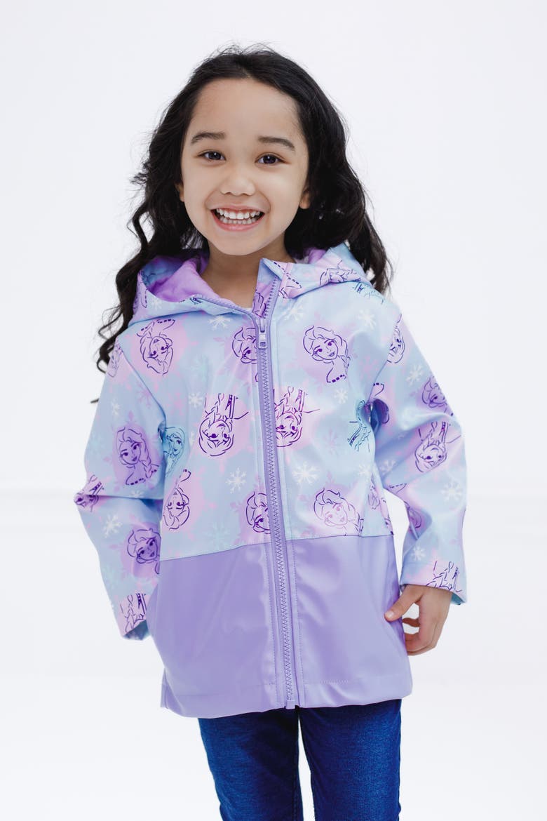 Frozen Hooded Rain Jacket, Alternate, color, Elsa Blue Purple