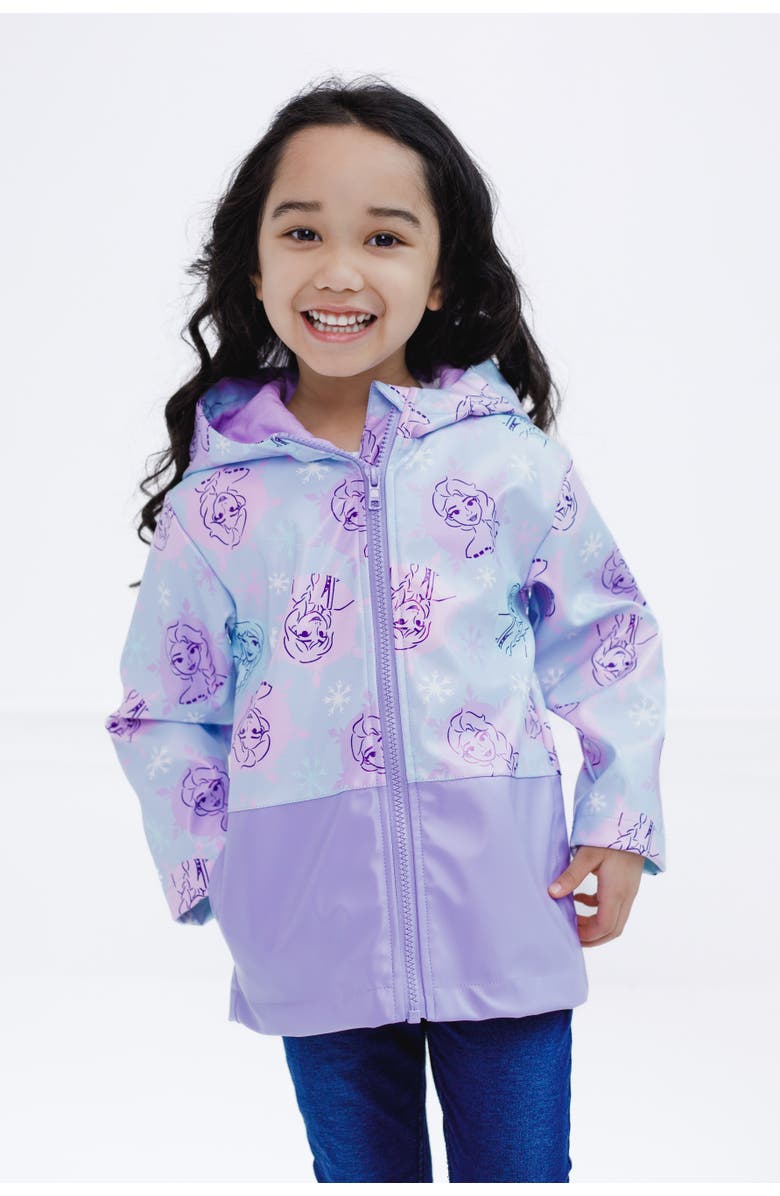 Disney Frozen Hooded Rain Jacket, Alternate, color, Elsa Blue Purple