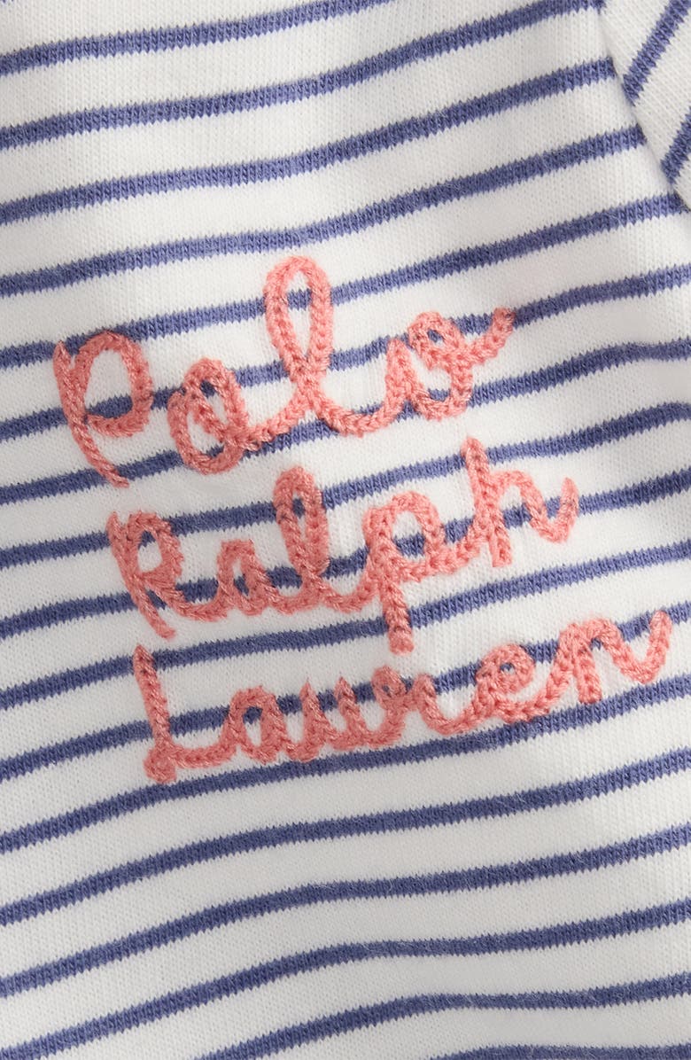 Ralph Lauren Stripe Embroidered T-Shirt & Shorts Set, Alternate, color, Classic Blue/ White Stripe