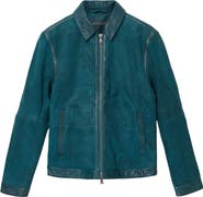 John Varvatos Jaxon Leather Trim Suede Jacket