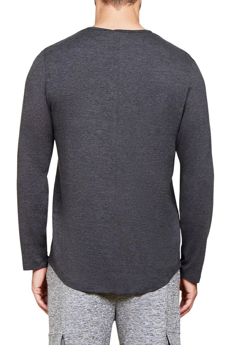 Malibu Collection® Butterchic Knit® Henley, Alternate, color, HEATHER CARBON