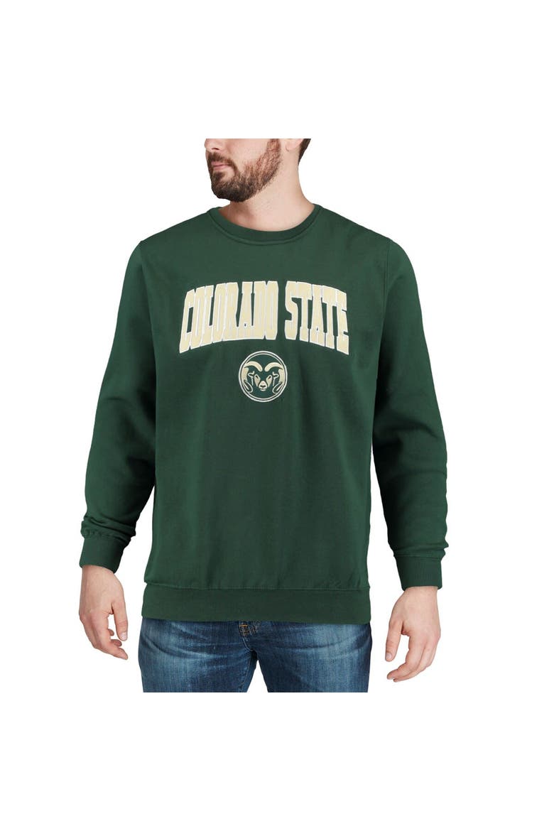 Men's Colosseum Green Colorado State Rams Arch & Logo Crew Neck Sweatshirt, Alternate, color, Green