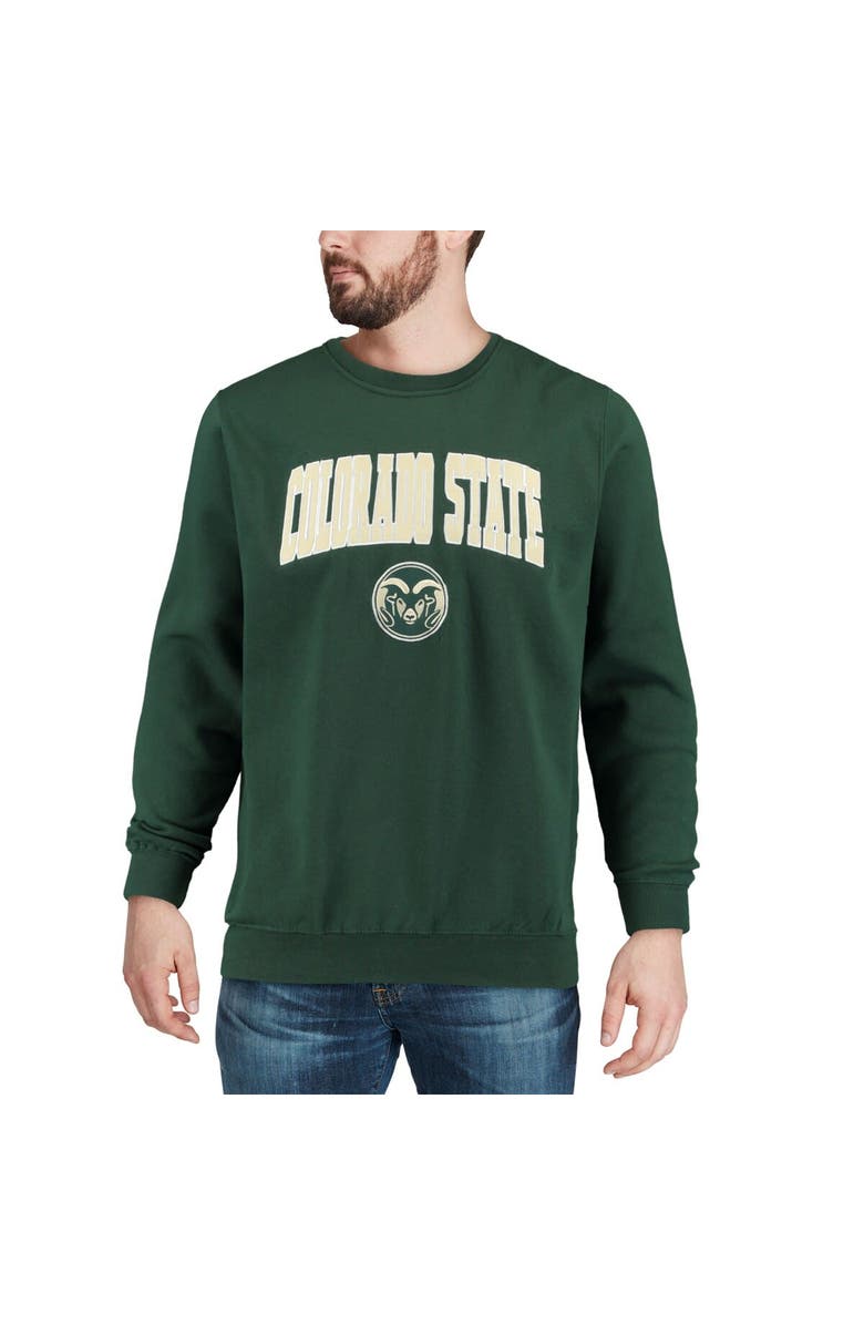 COLOSSEUM Men's Colosseum Green Colorado State Rams Arch & Logo Crew Neck Sweatshirt, Alternate, color, Green